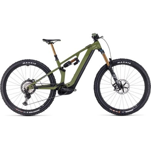 Cube Stereo Hybrid ONE55 C:68X TM 750 Electric Mountain Bike 29” Olive n Chrome – MD